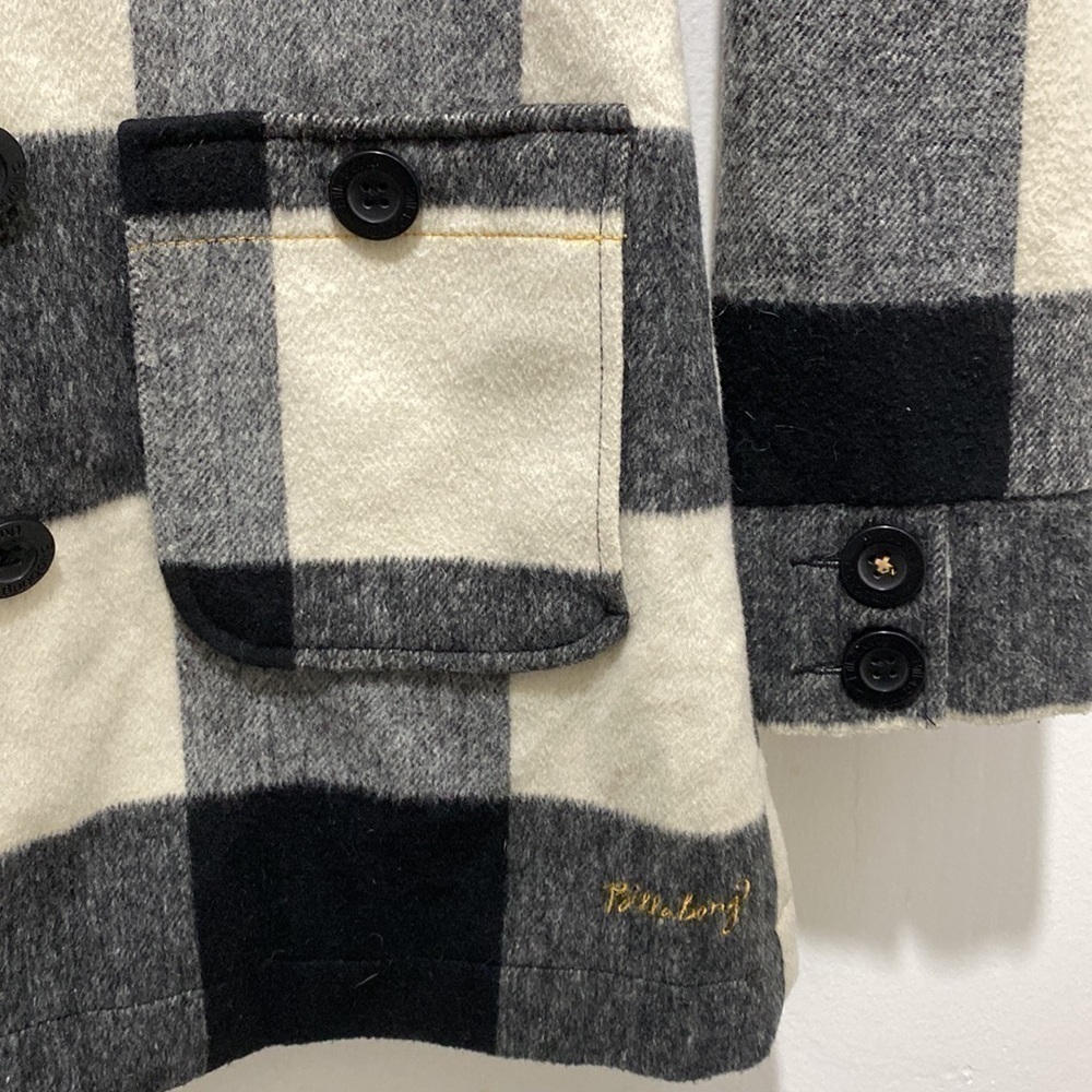 BILLABONG Black and White Plaid Peacoat Size Small - Picture 7 of 11